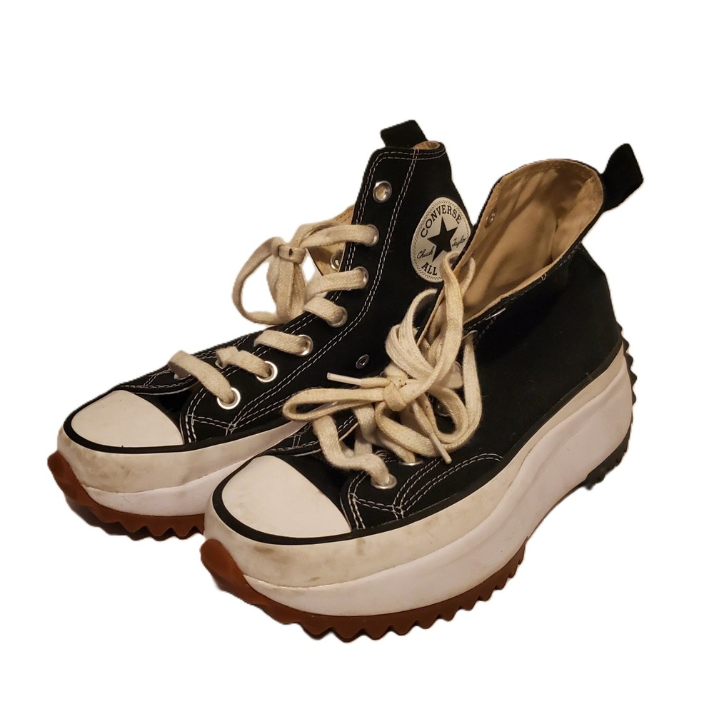 Converse Run Star Hike High Top Platform Sneakers Black White 166800C Men 5.5 7W